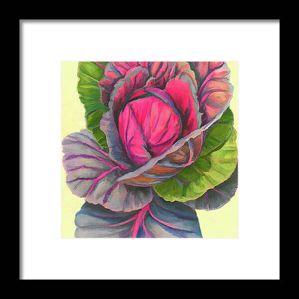 Cabbage Framed Print featuring the digital art Red Red Cabbage by Cathy Anderson