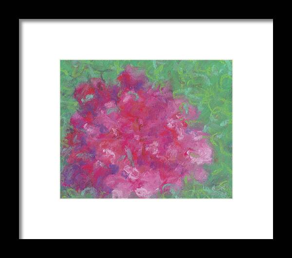 Roses Framed Print featuring the pastel Red Roses at the Pond 2 by Anne Katzeff