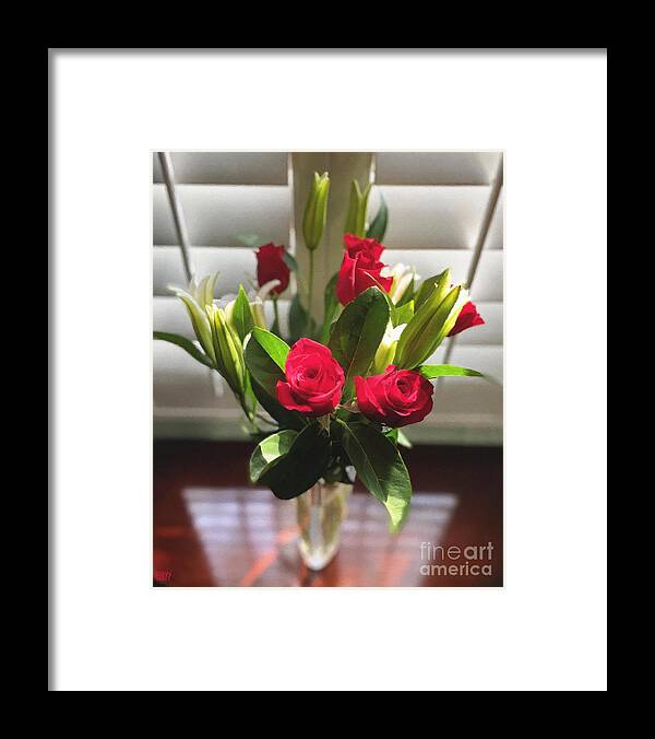 Red Roses Framed Print featuring the photograph Red Roses Morning Sun by Brian Watt
