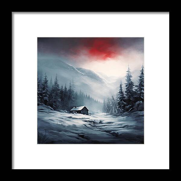 Red And Gray Art Framed Print featuring the digital art Red Sky at Night - Red Landscape Art by Lourry Legarde