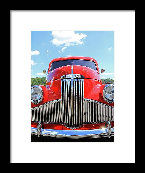 Automobile Framed Print featuring the photograph Red Studebaker by Jennifer Robin
