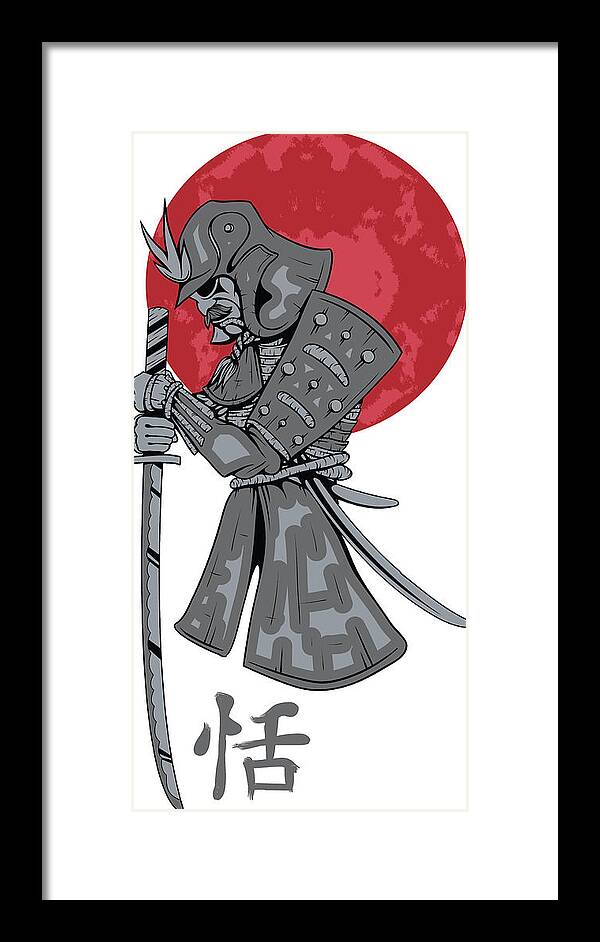 Japanese Framed Print featuring the digital art Red Sun Samurai by Jacob Zelazny