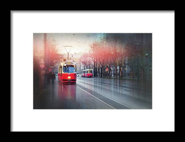 Vienna Framed Print featuring the photograph Red Trams of Vienna Austria by Carol Japp
