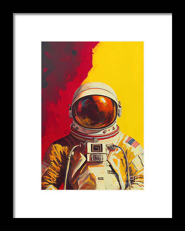 Astronaut Framed Print featuring the painting Red Yellow Portrait by N Akkash