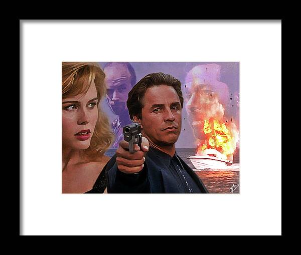 Miami Vice Framed Print featuring the digital art Redemption in Blood 2 by Mark Baranowski