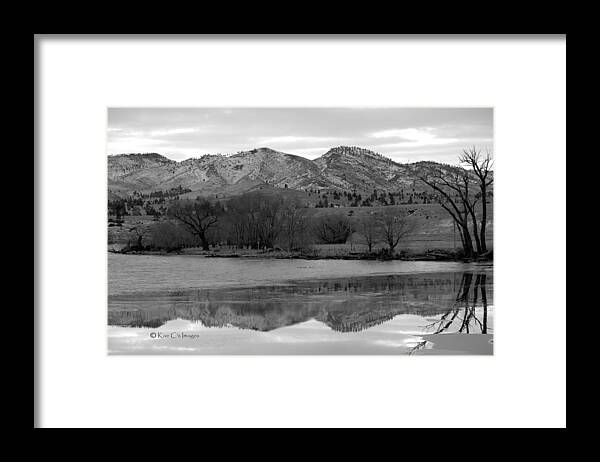 Black And White Framed Print featuring the photograph Reflections in Icy Waters BW by Kae Cheatham