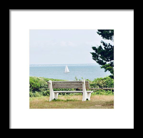  Empty Bench Framed Print featuring the photograph Reflection by Sue Morris