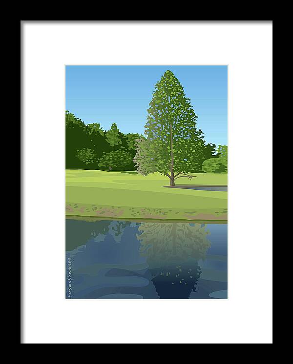 Trees Framed Print featuring the painting Reflection by Susan Spangler