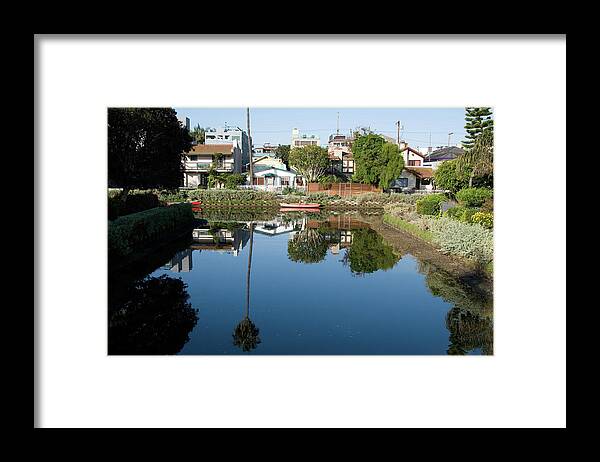 Venice Beach Framed Print featuring the photograph Reflections in Venice Canal Wall Art by Mark Stout