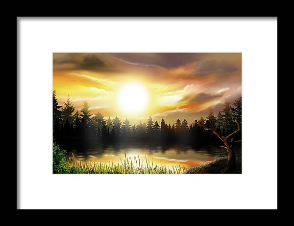 Lake Framed Print featuring the painting Reflections of Fall by Mark Taylor