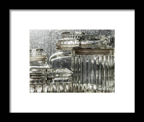 Glass Jars Framed Print featuring the photograph Reflections of Glass by Phil Perkins