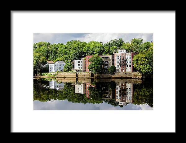 Landscape Framed Print featuring the photograph Reflections of Haverhill on the Merrimack River by Betty Denise
