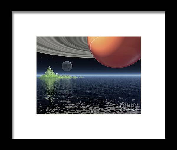 Saturn Framed Print featuring the digital art Reflections of Saturn by Phil Perkins