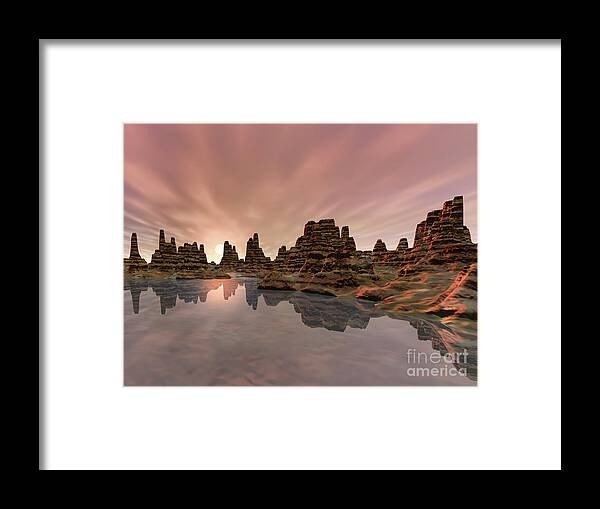 Water Framed Print featuring the digital art Reflections of The Southwest by Phil Perkins