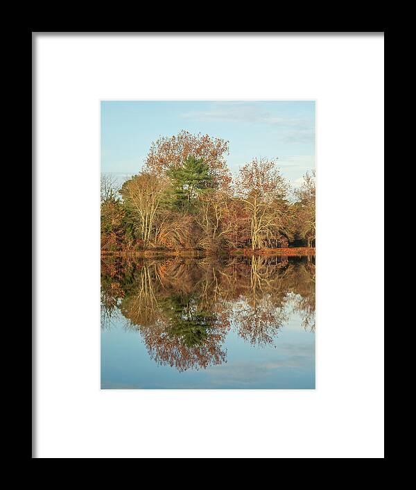 Autumn Framed Print featuring the photograph Reflections on Batsto Lake by Kristia Adams