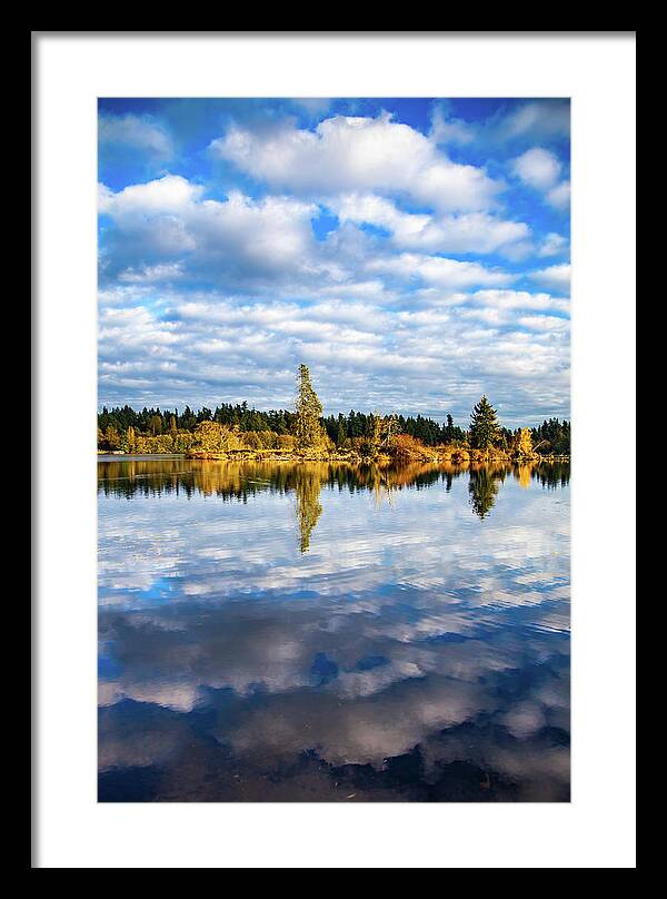 Lake Ballinger Framed Print featuring the photograph Reflections on Lake Ballinger by Tommy Farnsworth