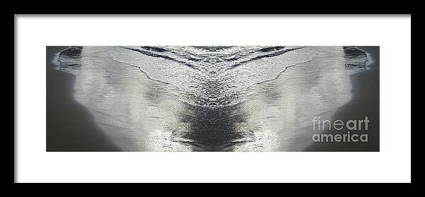 Sea Water Framed Print featuring the digital art Reflections on the beach, sea water meets symmetry by Adriana Mueller