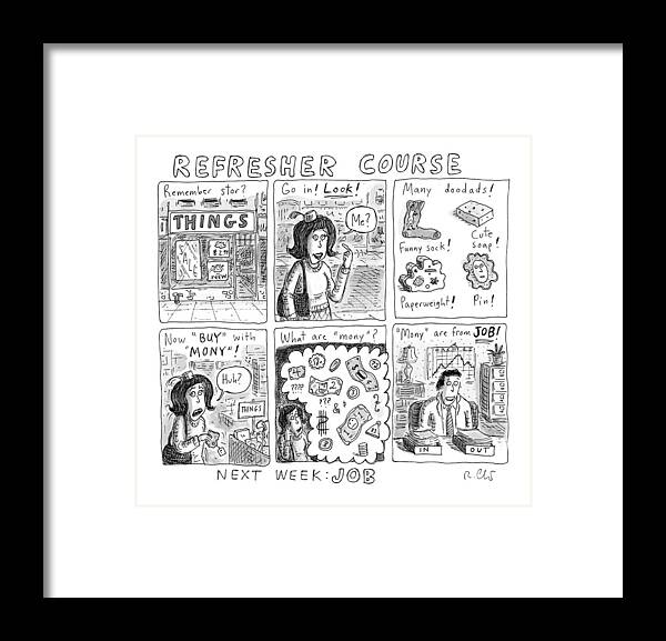 Captionless Framed Print featuring the drawing Refresher Course by Roz Chast