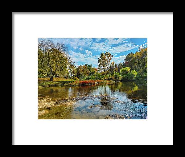 Autumn Framed Print featuring the photograph Relaxing Fall Reflection by Peggy Franz