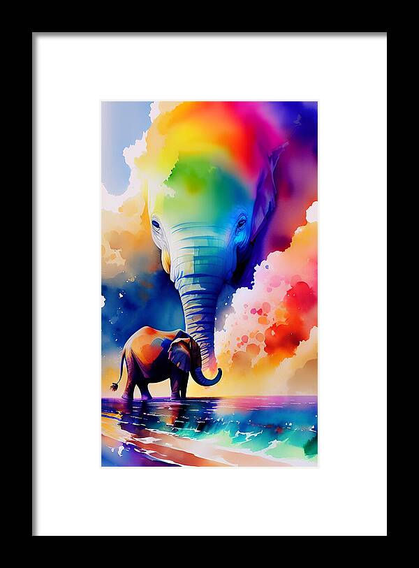 Cool Art Framed Print featuring the digital art Remembering My Mama - Elephant Art by Ronald Mills