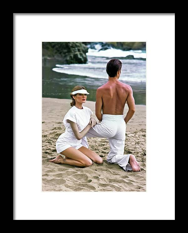 Fashion Framed Print featuring the photograph Rene Russo in a White Romper by Francesco Scavullo