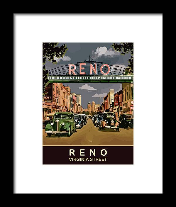 Reno Framed Print featuring the digital art Reno, FL by Long Shot
