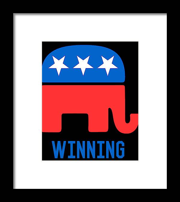 Cool Framed Print featuring the digital art Republican GOP Elephant Winning by Flippin Sweet Gear
