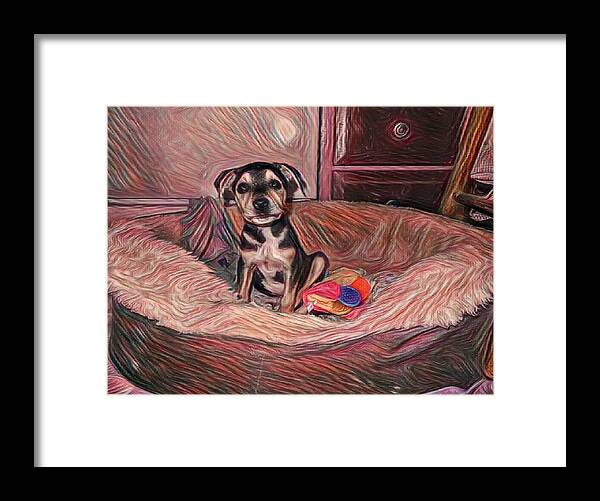  Framed Print featuring the mixed media Rescued Puppy by YoMamaBird Rhonda