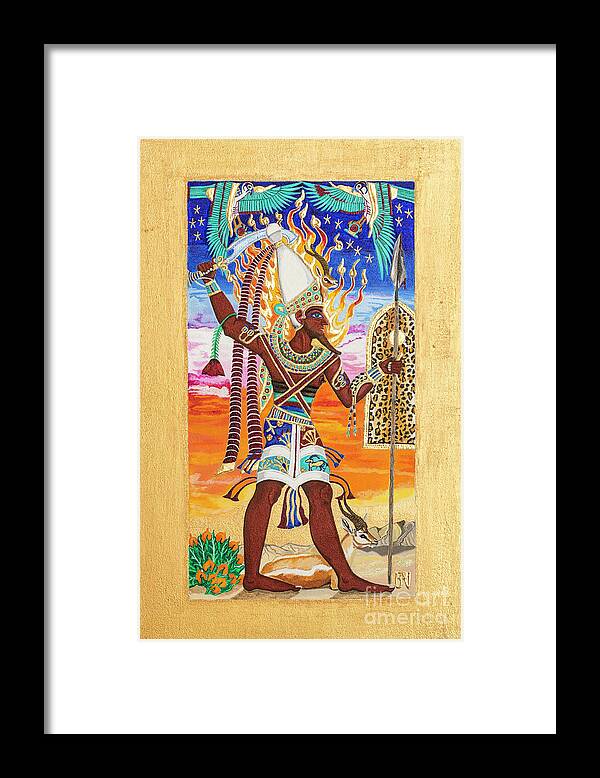 Reshpu Framed Print featuring the mixed media Reshpu Lord of Might by Ptahmassu Nofra-Uaa