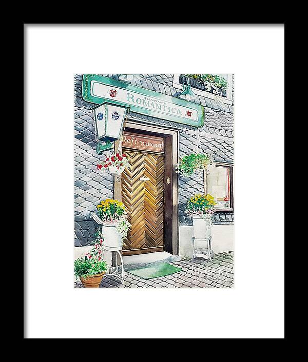 Restaurant Framed Print featuring the painting Restaurant Romantica by Merana Cadorette