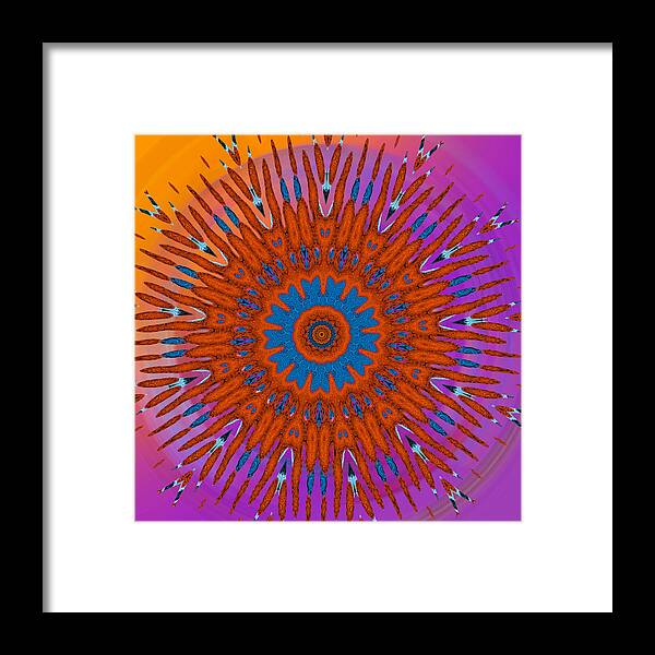 Abstract Framed Print featuring the digital art Retro 60's - Groovy Pinwheel by Ronald Mills
