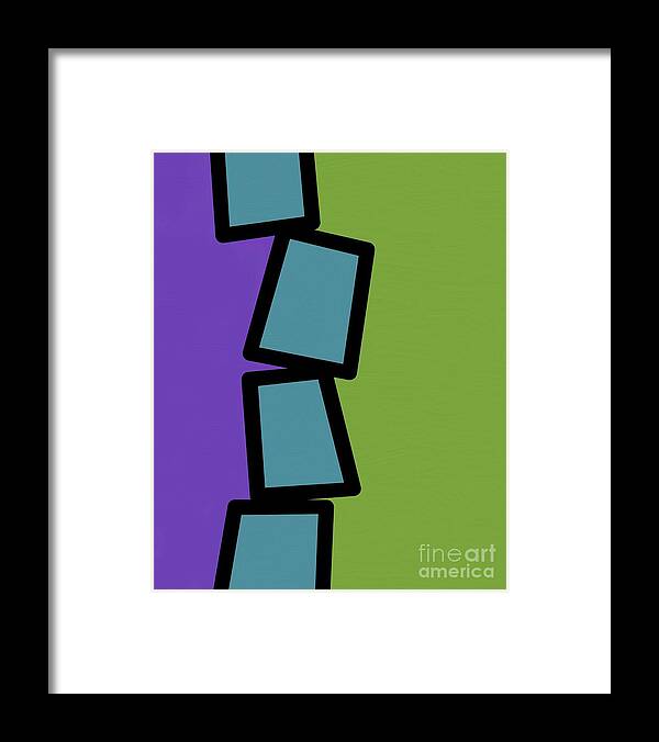 Retro Framed Print featuring the mixed media Retro Blue Rectangles 2 by Donna Mibus