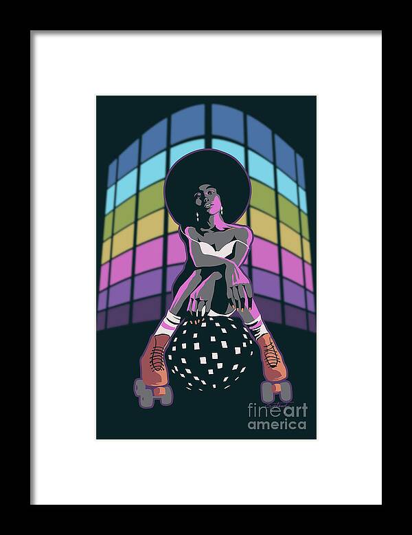 Roller Skate Framed Print featuring the painting Retro Disco Roller Queen by Sassan Filsoof