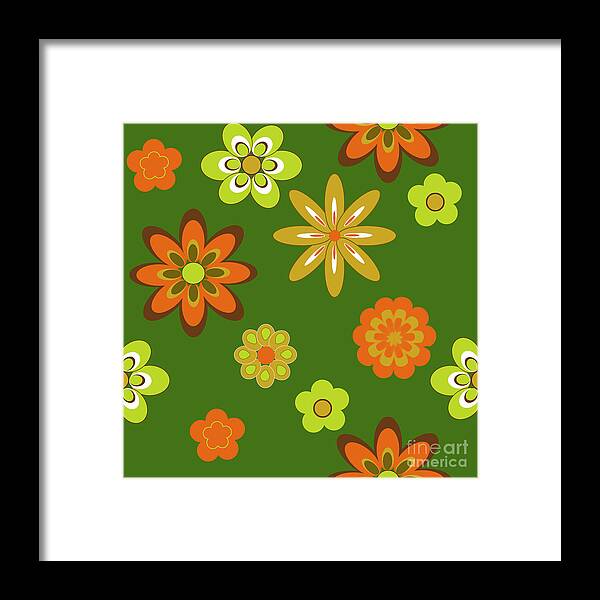 Floral Framed Print featuring the digital art Retro Floral by Linda Lees