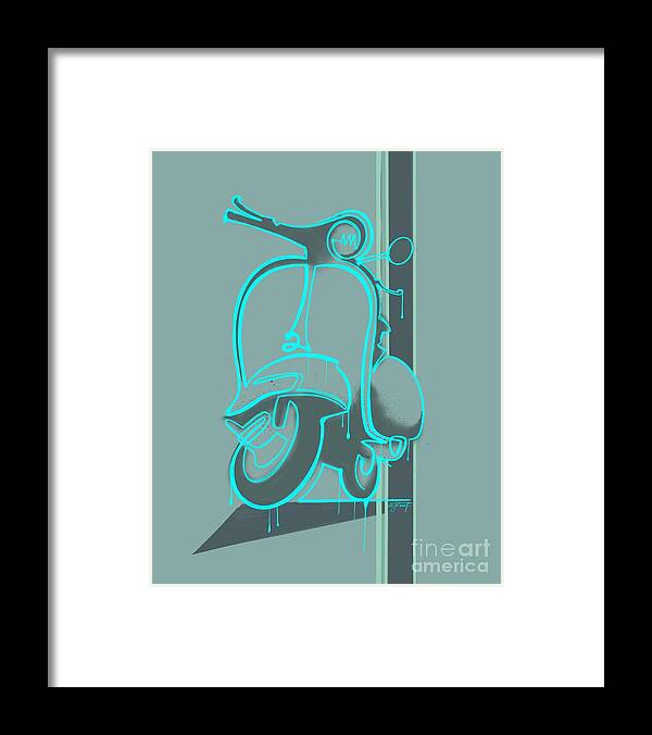 Scooter Framed Print featuring the painting Retro Graffiti Vespa Scooter by Sassan Filsoof