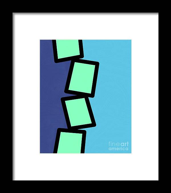 Retro Framed Print featuring the mixed media Retro Mint Green Rectangles 2 by Donna Mibus