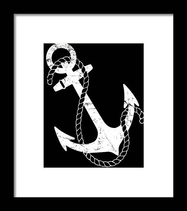 Funny Framed Print featuring the digital art Retro Nautical Anchor by Flippin Sweet Gear