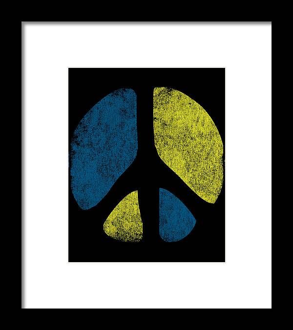 Funny Framed Print featuring the digital art Retro Peace Sign by Flippin Sweet Gear
