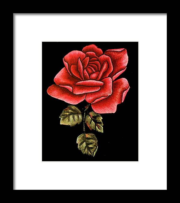 Funny Framed Print featuring the digital art Retro Rose by Flippin Sweet Gear