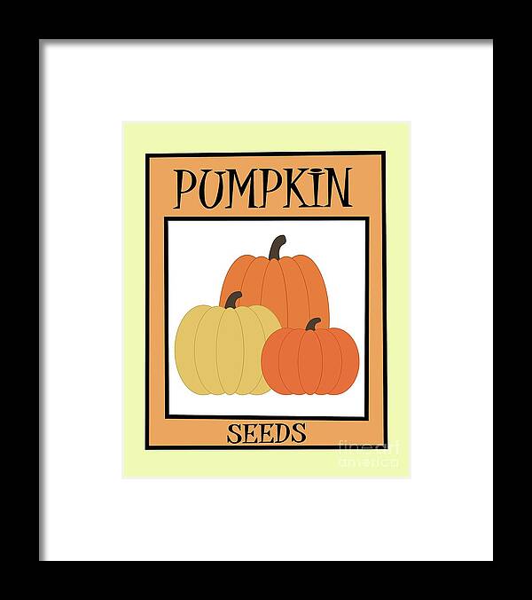 Retro Framed Print featuring the digital art Retro Seed Packet Pumpkin by Donna Mibus