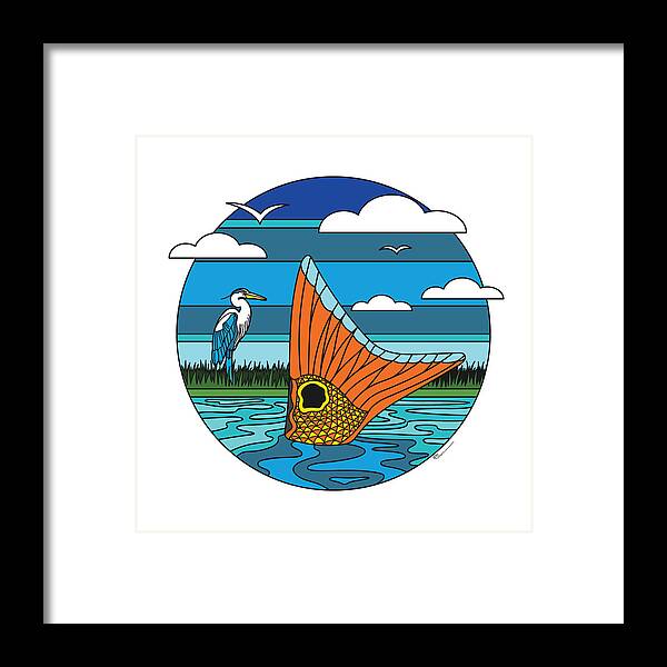 Redfish Framed Print featuring the digital art Retro Tailer by Kevin Putman