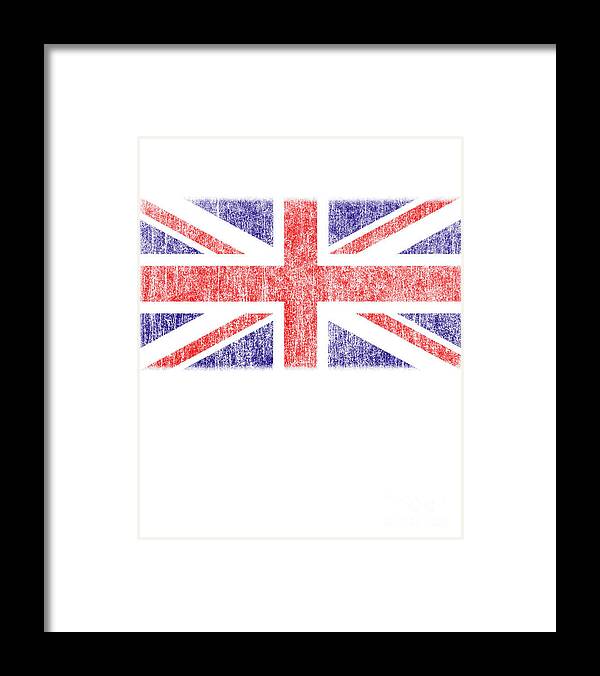 Funny Framed Print featuring the digital art Retro UK Union Jack Flag by Flippin Sweet Gear
