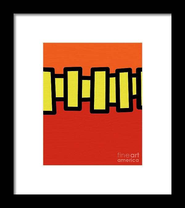 Retro Framed Print featuring the mixed media Retro Yellow Rectangles by Donna Mibus