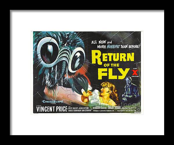 Return Framed Print featuring the photograph Return Of The Fly Vincent Price by Action
