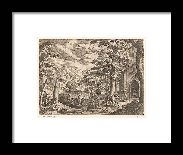 Vintage Framed Print featuring the painting Return of the hunt, Antonio Tempesta, 1599 by MotionAge Designs