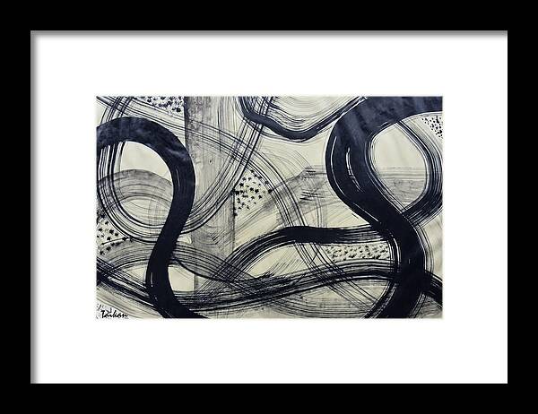 Abstract Framed Print featuring the drawing Rhythm by Taikan Nishimoto