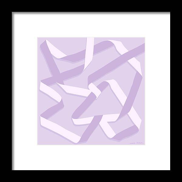 Nikita Coulombe Framed Print featuring the painting Ribbon 13 in lavender by Nikita Coulombe