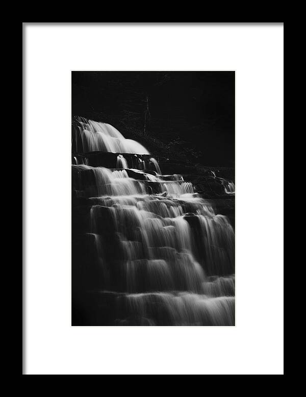Ricketts Glen Waterfall Black And White Smooth Framed Print featuring the photograph Ricketts Glen Waterfall Black And White Smooth by Dan Sproul