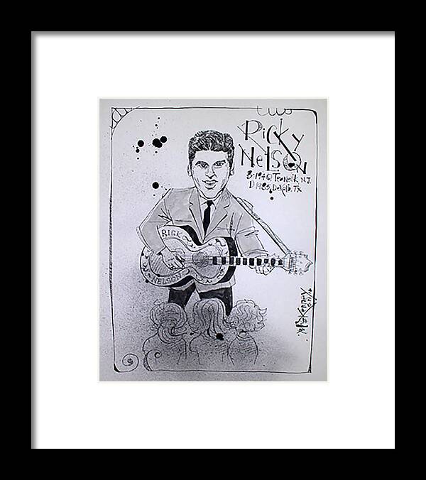  Framed Print featuring the drawing Ricky Nelson by Phil Mckenney