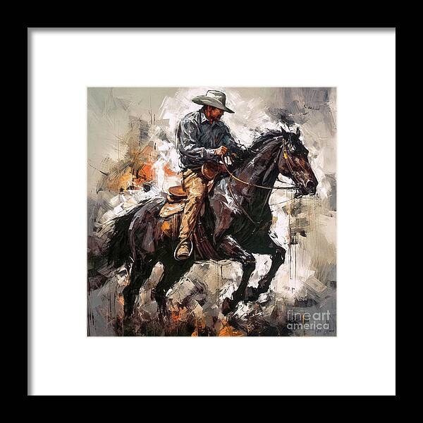 Cowboy Framed Print featuring the painting Ride Em Cowboy by Tina LeCour